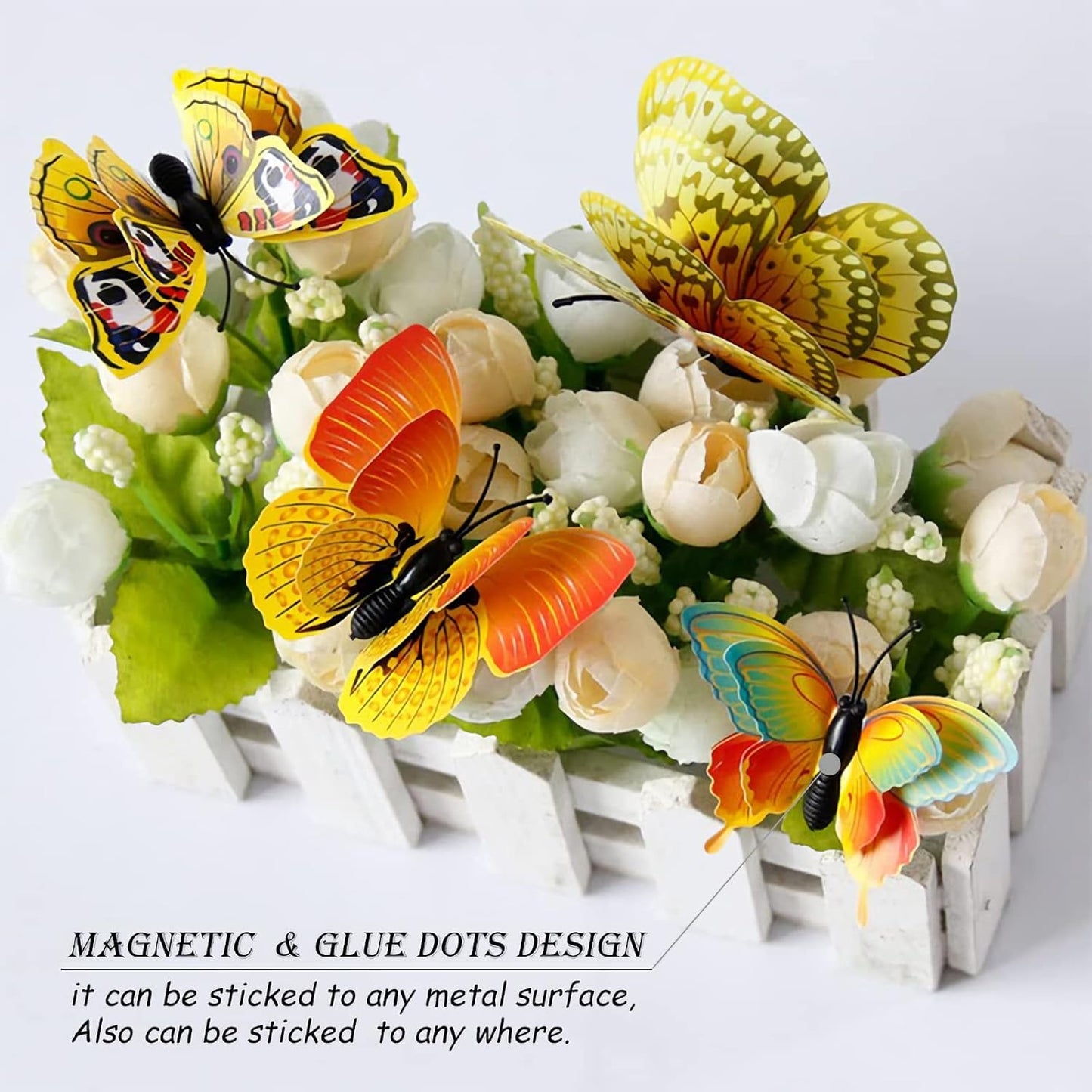 Butterfly Wall Decor 24/48 PCS, 3D Butterflies Stickers for Party Decorations with Magnets (Gold, 48)