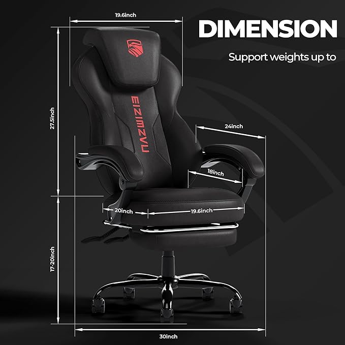 Ergonomic Office Chair with Adjustable Headrest and Footrest, High Back Computer Desk Chair with Linkage Armrests, Reclining Swivel Chair for Home Office, Executive Office Chair (Red)