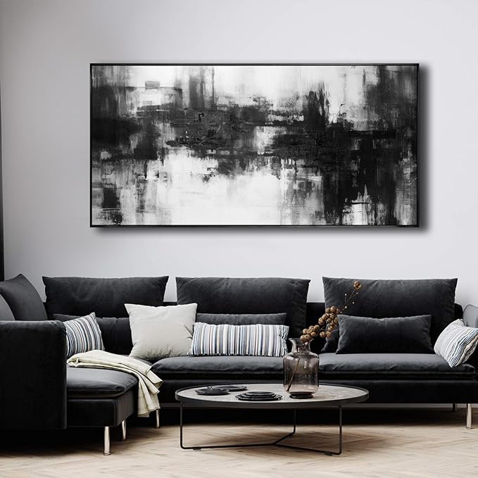 VHMING Abstract Wall Art Large Size Framed Modern Minimalist Canvas Painting Living Room Decor 30"x60"