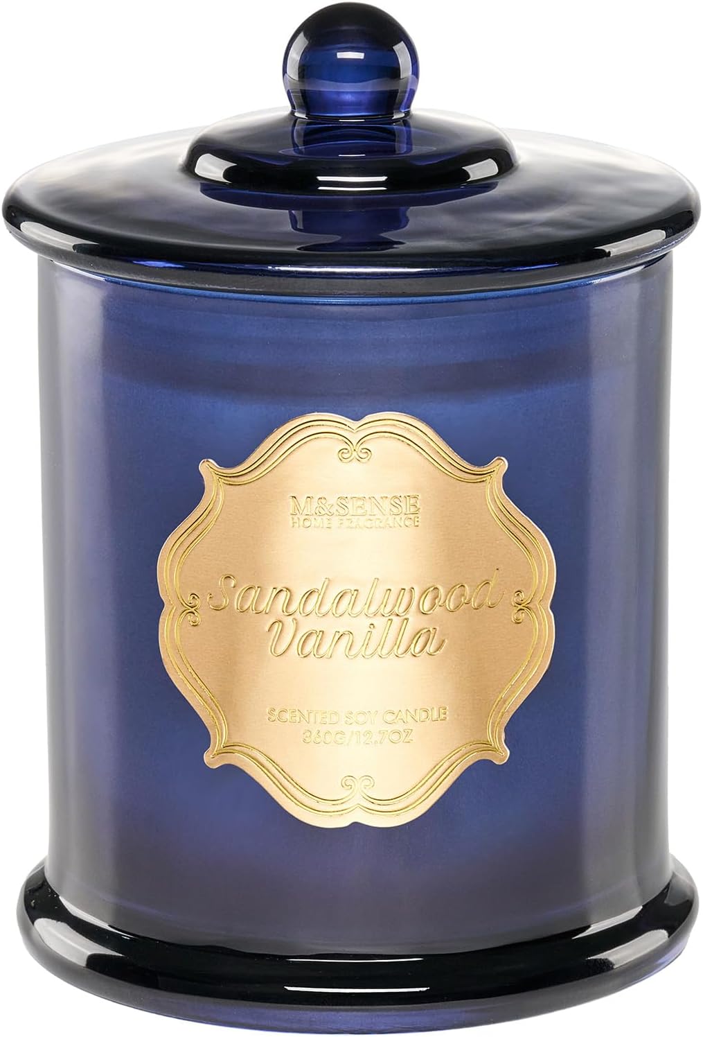 M&SENSE Sandalwood Vanilla Scented Candle for Home, Natural Organic Soy Wax, Jar Candle 12.7oz 75H Long Lasting Slow Burning, Highly Scented Relaxing Aromatherapy Candles Stress Relief, Father Gift