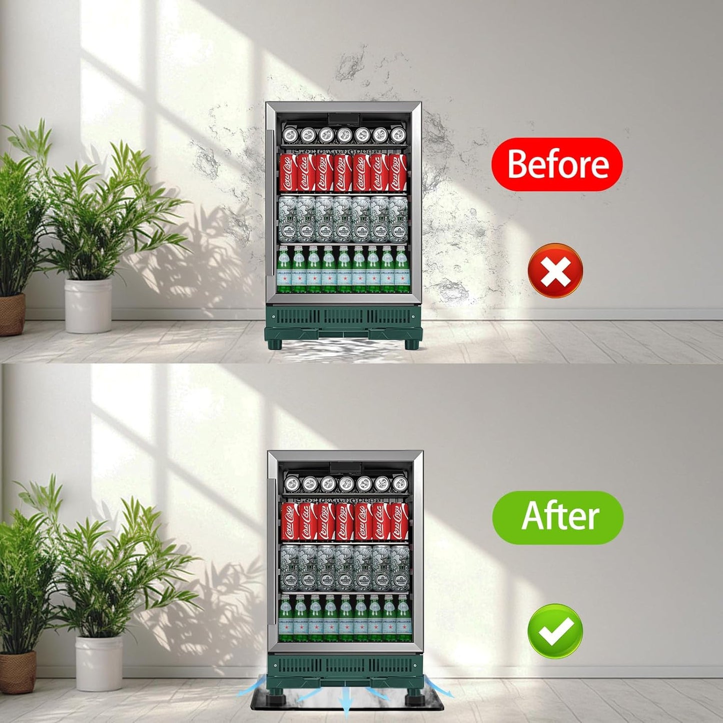 Mini Fridge Mat with 4 Base Raisers (24''x 24'')