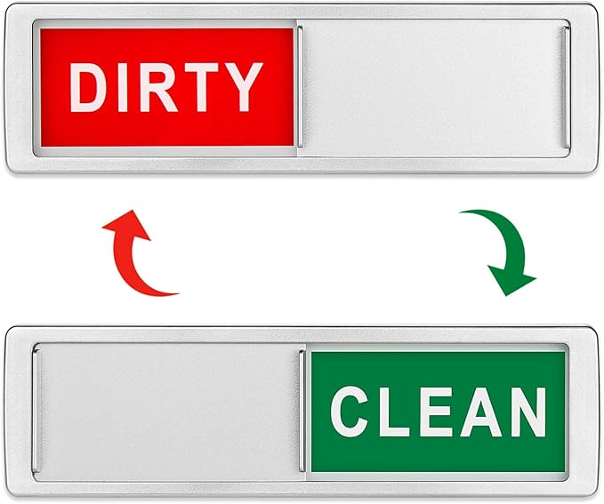 Cimkiz Dishwasher Magnet Clean Dirty Sign Shutter Only Changes When You Push It Non-Scratching Strong Magnet or Adhesive Options Indicator Tells Whether Dishes are Clean or Dirty