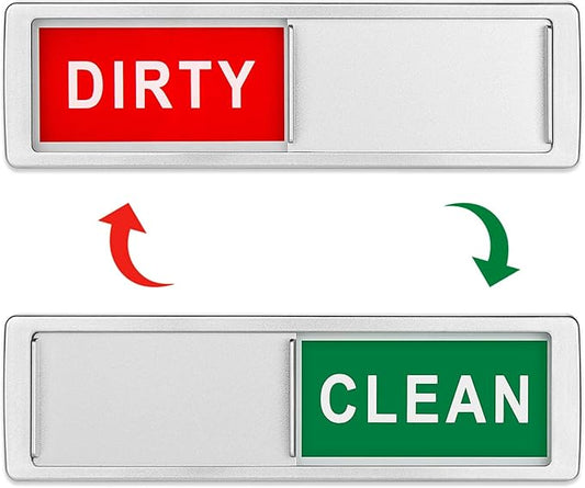 Cimkiz Dishwasher Magnet Clean Dirty Sign Shutter Only Changes When You Push It Non-Scratching Strong Magnet or Adhesive Options Indicator Tells Whether Dishes are Clean or Dirty