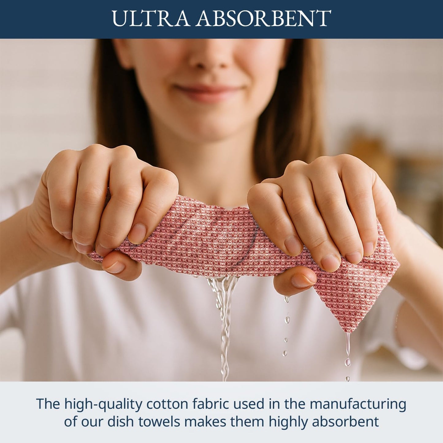 LANE LINEN Kitchen Towels Set of 12-100% Cotton, Quick-Drying 18” x 28” Absorbent Dish & Tea Towels, Premium Hand Towels for Drying Dishes - Christmas Red