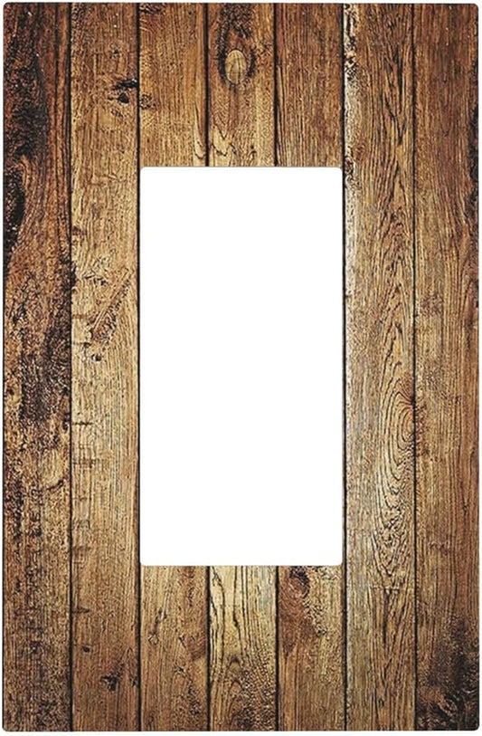 Rustic Brown Wood Natural Wooden Decorative Outlet Covers 1 Gang Single Rocker Wall Plates GFCI Faceplate Light Switch Cover Plate for Bedroom Home Decor