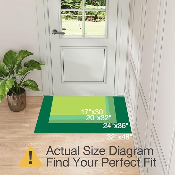 LUMI Ultra Thin Door Mat for Entryway, Low Profile Non Slip Rubber Backing Indoor Doormat, Easy Clean Welcome Entrance Mat for Inside House, Patio, Greenish Grey 17"x30"