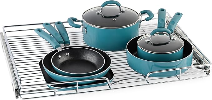 HOLDN’ STORAGE Pull Out Cabinet Organizer, Heavy Duty Caddy w/Lifetime Limited Warranty -30”W x 21”D - Requires At Least 31-1/4” Cabinet Opening, Steel Metal Cabinet Drawers Slide Out, Chrome