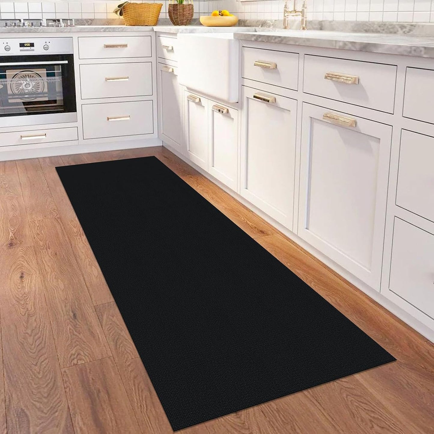 KOZYFLY Washable Runner Rug 2x6 Ft Runners for Hallways Non Slip Kitchen Runner Rugs Braided Cotton Entryway Runner Indoor, Carpet Runners for Hallway Kitchen Entryway Bedroom, Black