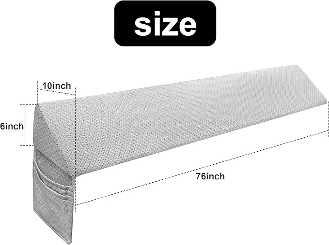 King Bed Wedge Pillow Headboard Gap,Wedge Pillow Headboard/Bed Gap Filler,Fill The Gap (0-8") (Gray, 76"x10"x6")
