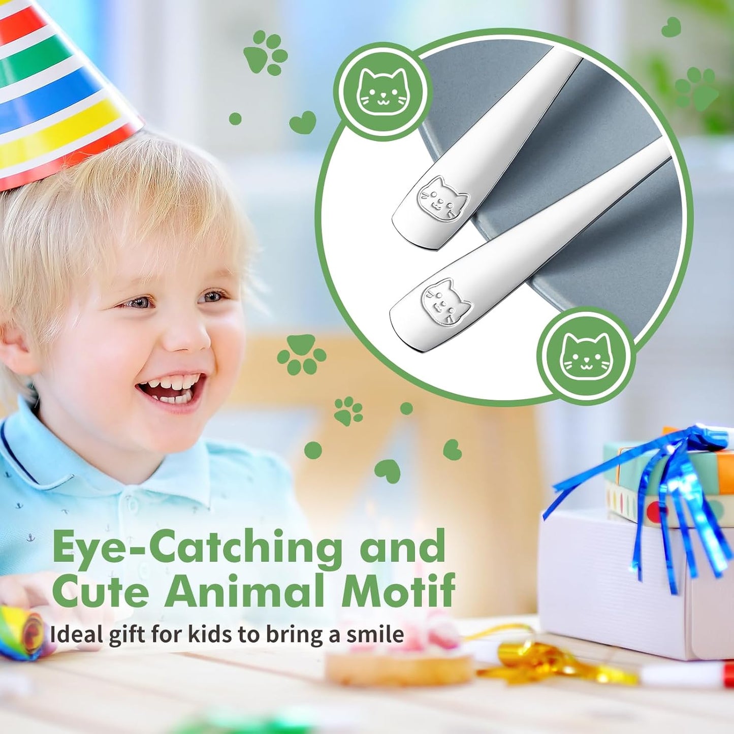 DRKIO Stainless Steel Toddler Spoons Set - 12 Pieces Kids Spoons Set Children Safe Food Grade Kids Silverware Small Spoon Metal Toddler Utensils Dishwasher Safe Mirror Polished