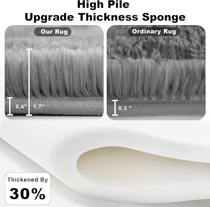 5x8 Grey Fluffy Area Rugs for Bedroom, Soft Indoor Plush Rug for Living Room, Large Furry Fuzzy Shag Floor Carpet for Kids Nursery Boys Room Dorm Classroom Home Office Decor Mat