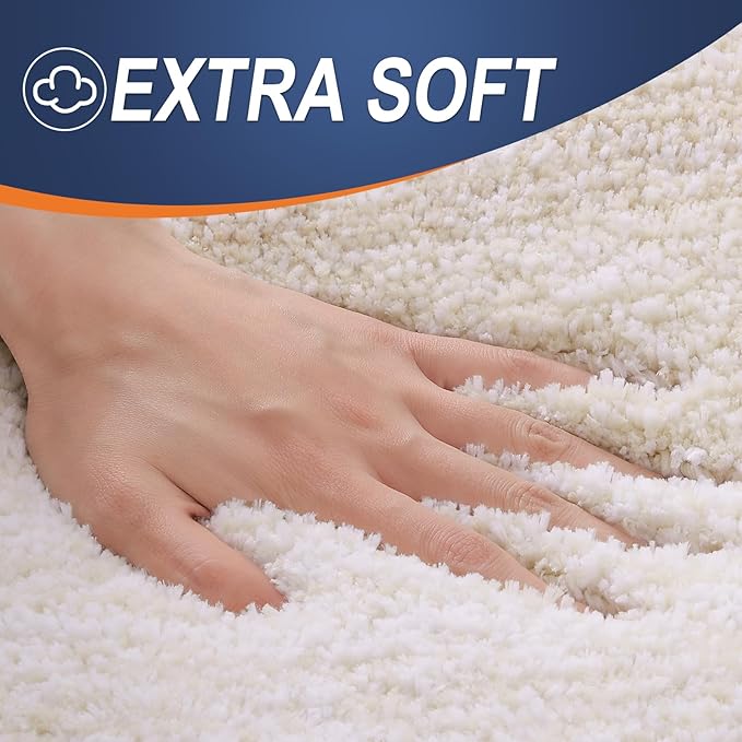 OLANLY Bathroom Rug Set 2 Piece, Soft Absorbent Microfiber Bath Mats and U-Shaped Contour Toilet Rug, Non-Slip, Machine Wash Dry, Plush Shaggy Bath Mats for Bathroom (24"x16"+24"x20", Light Beige)