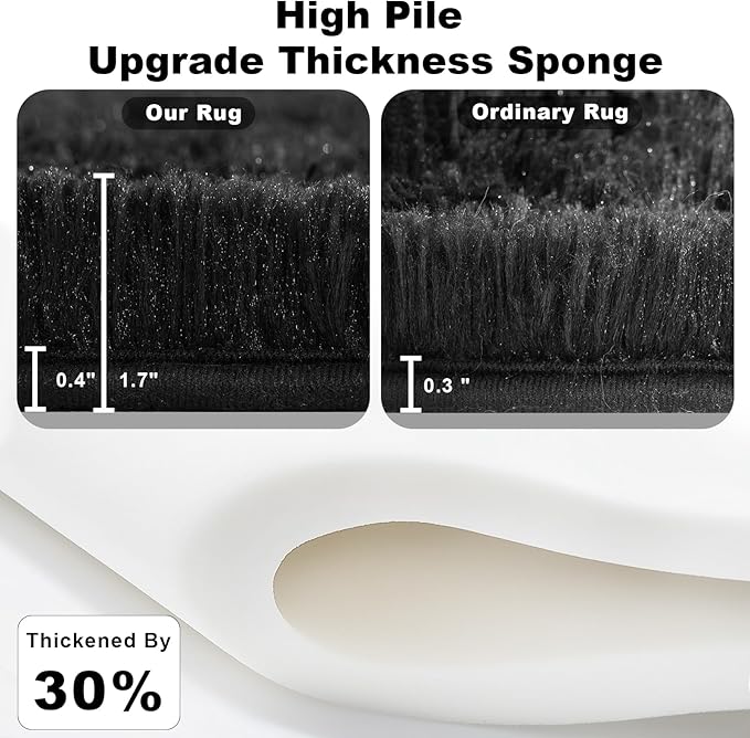 5x7 Black Fluffy Area Rugs for Bedroom, Soft Indoor Plush Rug for Living Room, Large Furry Fuzzy Shag Floor Carpet for Kids Nursery Boys Room Dorm Classroom Home Office Decor Mat