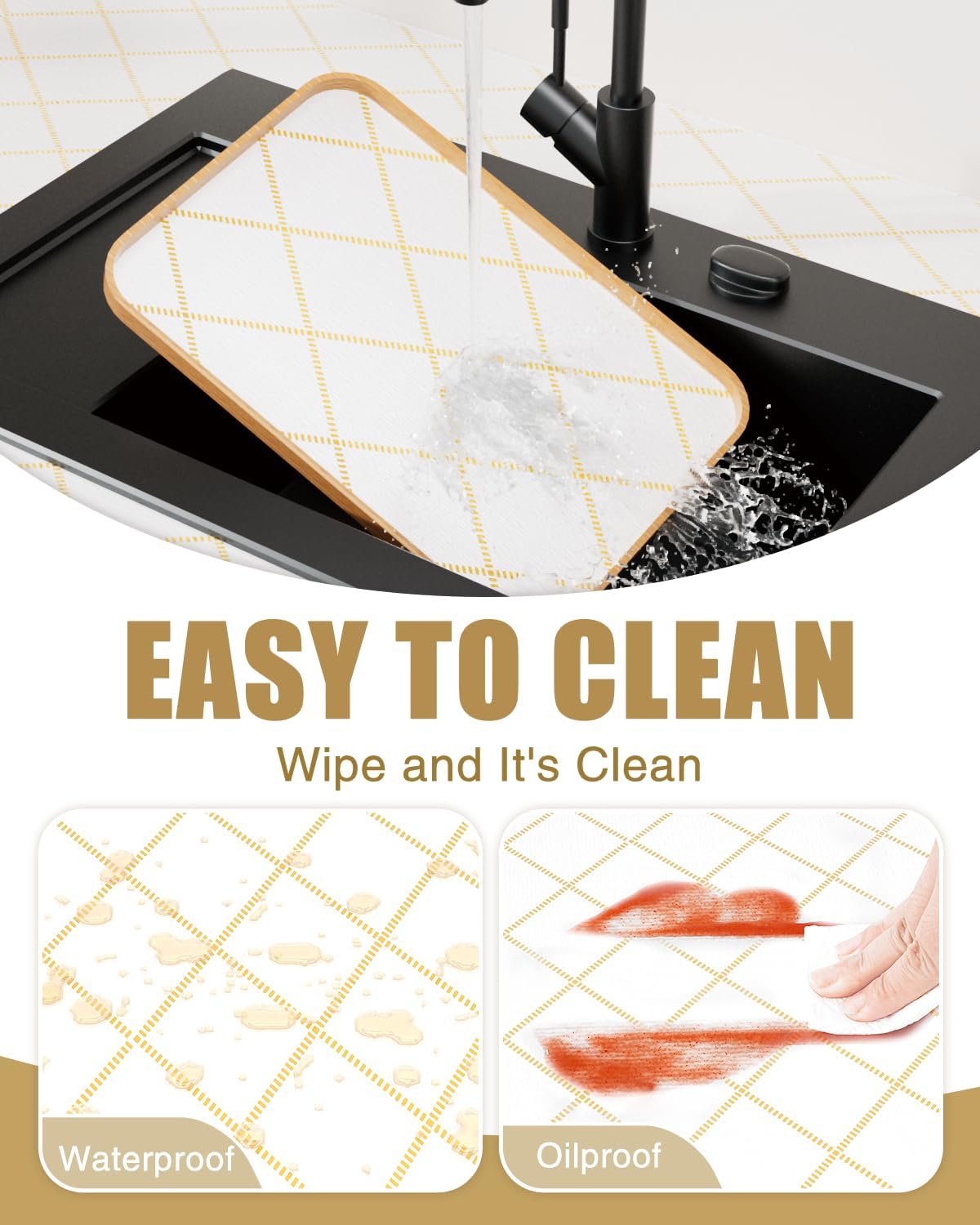 Drawer and Shelf Liner, Non-Adhesive Kitchen Cabinet Liners, Non Slip Shelf Paper Waterproof Washable Thickened for Dresser Pantry Shelve Bathroom Protector