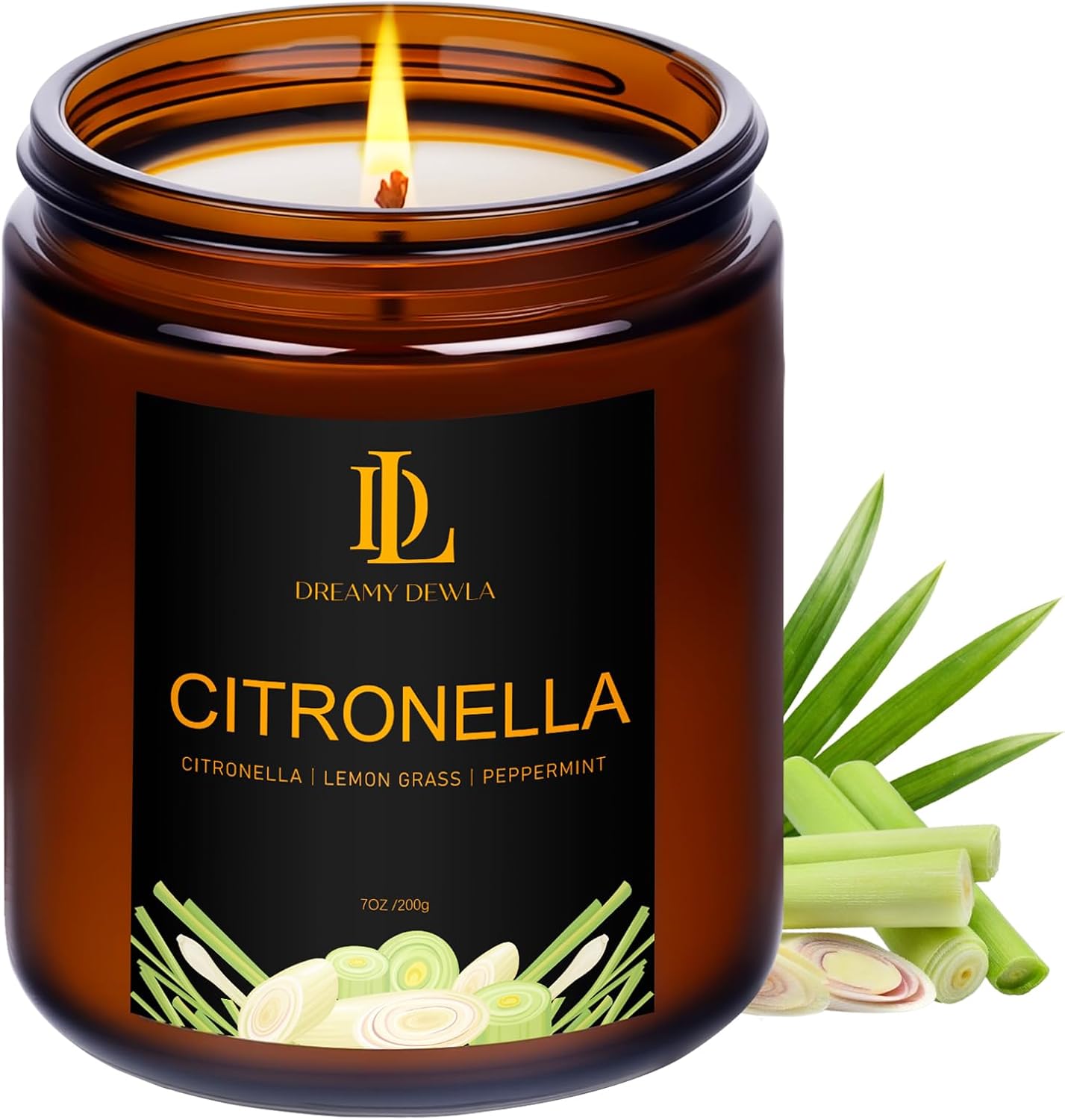 Citronella Candles Outdoor, Citronella Scented Candle, Natural Soy Wax Candle for Summer Outside Garden Camping Patio Picnic, 7oz
