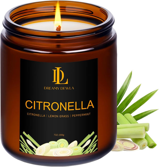 Citronella Candles Outdoor, Citronella Scented Candle, Natural Soy Wax Candle for Summer Outside Garden Camping Patio Picnic, 7oz