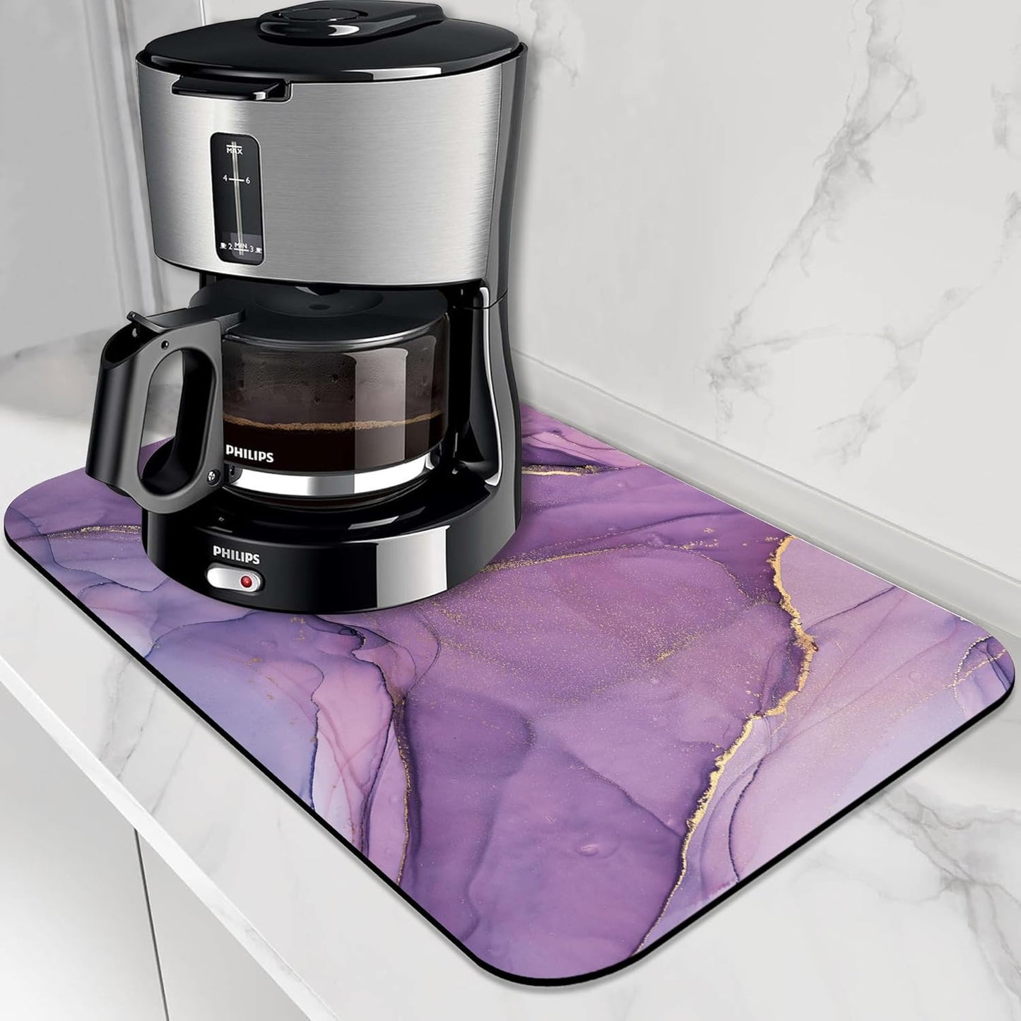 Dish Drying Mat Colorful Abstract Marble Texture Coffee Mat,12"X19" Bsorbent Dish Drying Pad for Sink Dishes or Under Rack Kitchen Counter Accessories Absorbent Hide Backed Drying Mat