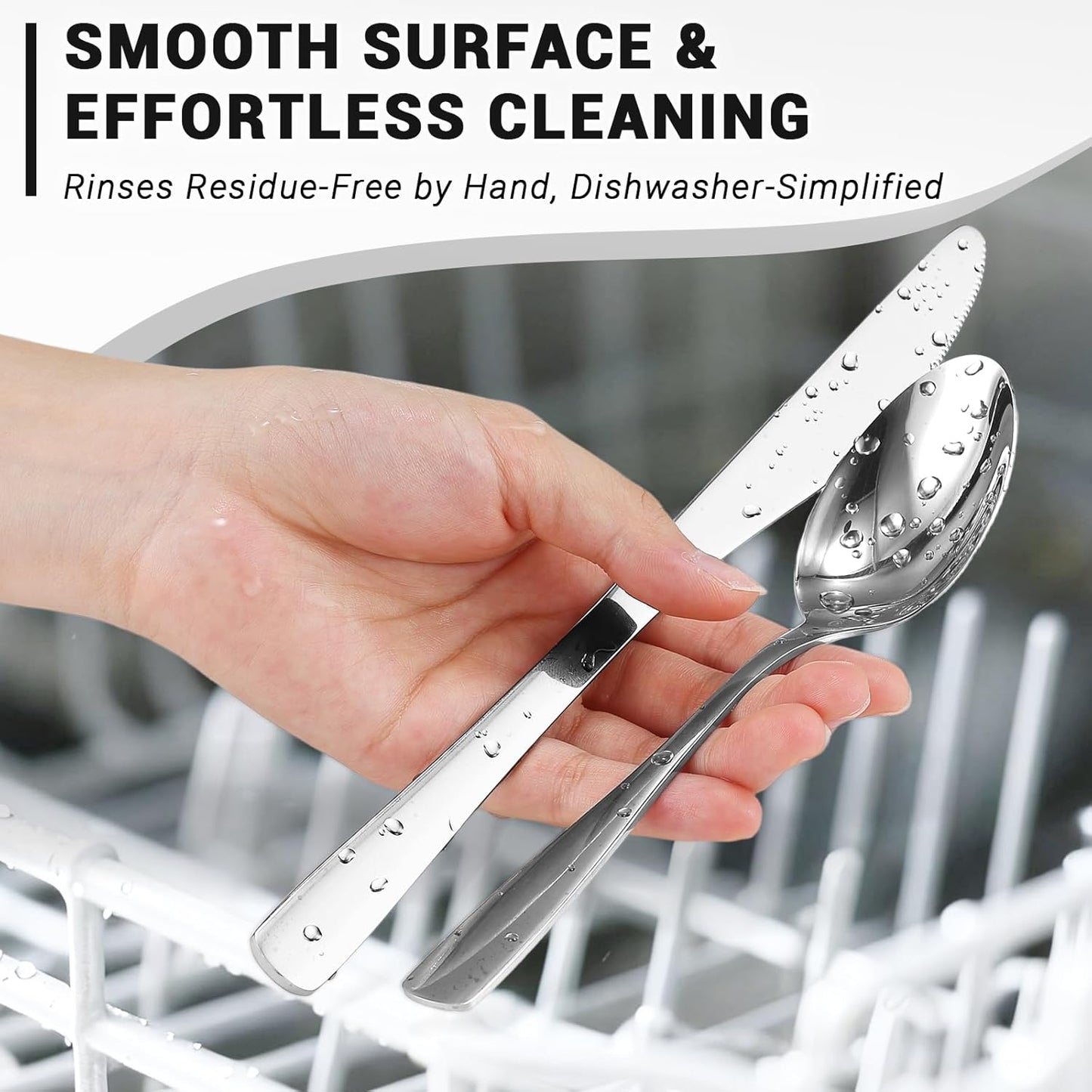 BEWOS 72-Pieces Silverware Set for 12 - Stainless Steel Flatware Set with Mirror Polish, Cutlery Set Including Steak Knives, Forks and Spoons, Dishwasher Safe for Restaurant (Silver)