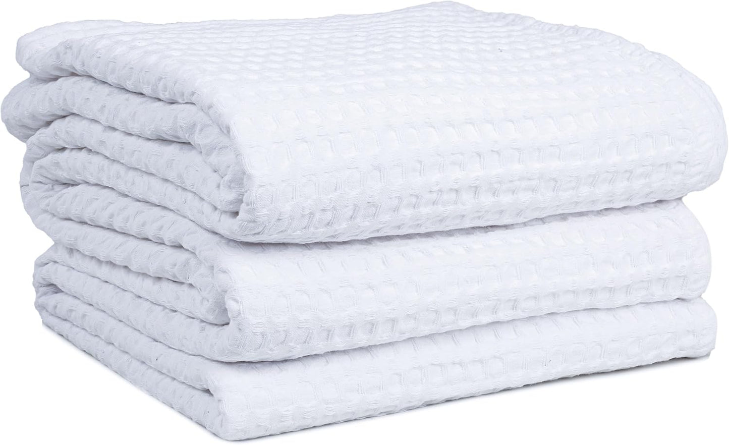 HILLFAIR 100% Cotton Blanket- 120"x120" XXL Oversized King Bed Blankets- Family Size 10 ft x 10 ft Big- Waffle Blankets- All Season Soft Breathable- Extra Large King Cotton Blanket for Bed- White