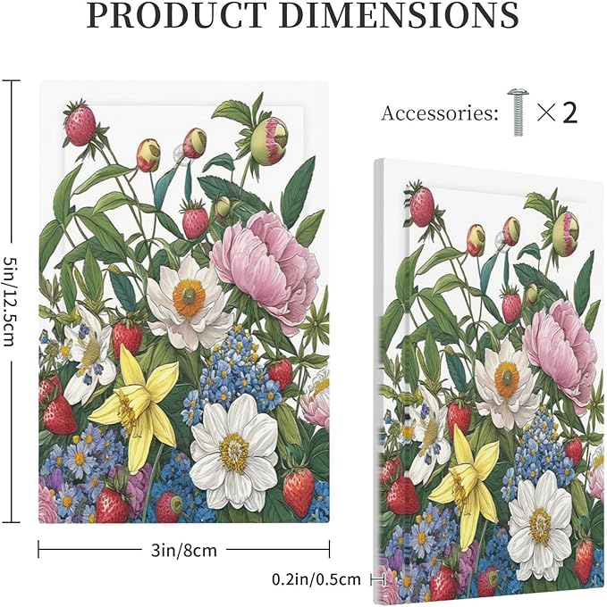 Spring Watercolor Flower Plant Strawberry Peony Floral Light Switch Cover Plate 1 Gang Electrical Wall Plates Faceplate Decorative Switch Plate No Device Blank for Bedroom living Room Decor