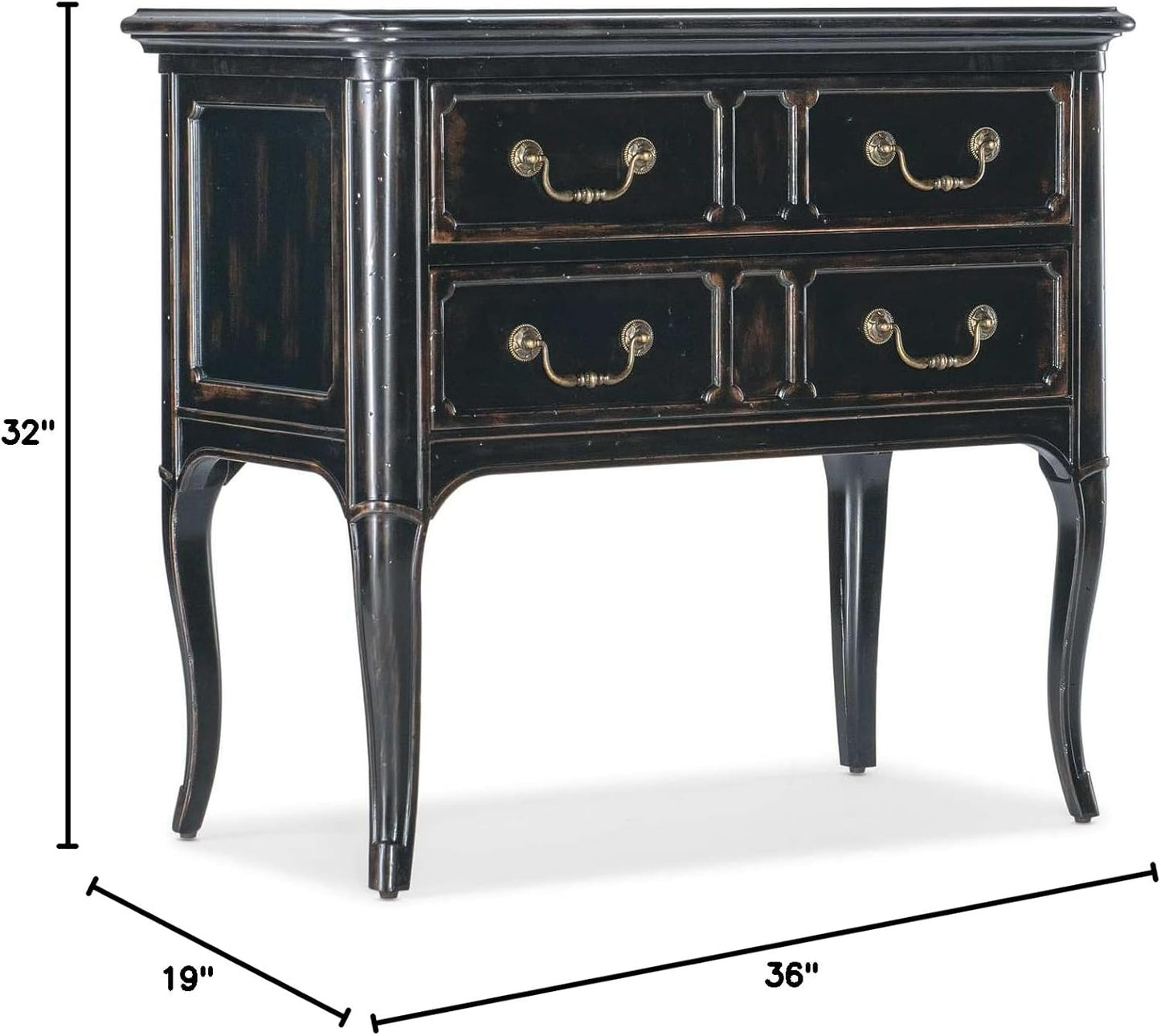 Hooker Furniture Charleston 2-Drawer Traditional Wood Nightstand in Black Cherry