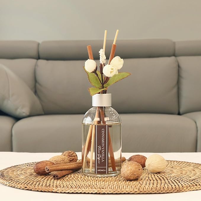 Aronica Cinnamon Scent Diffuser Kitchen, Office Decorations Cinnamon Vanilla Scent Flower Reed Diffuser, Christmas Room Stick Scent, Work Cubicle Scent, Korean Kitchen Window Decor, Air Freshener