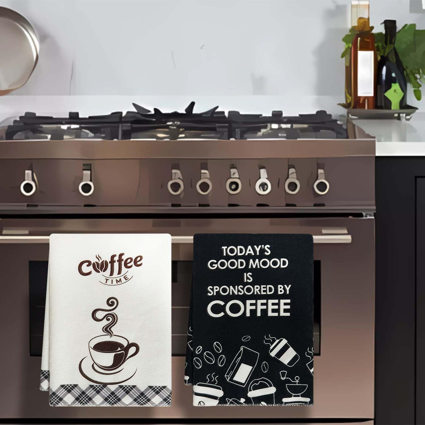 Kitchen Towels Dish Towels for Fitchen Decorative Coffee Towels for Coffee Bar Kitchen Hand Towels Decorative 2 Pcs of 18×26 Inch