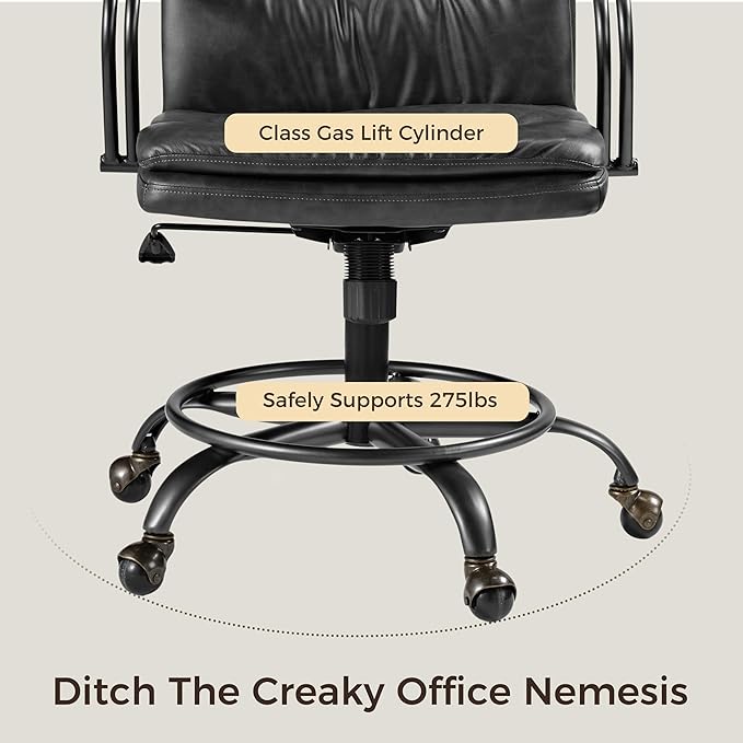 EUREKA ERGONOMIC Home Office Chair Ergonomic Desk Chair, Comfortable Office Chair Leather Executive Chair Mid Century Vintage 360° Swivel with Lumbar for Office Home Bedroom