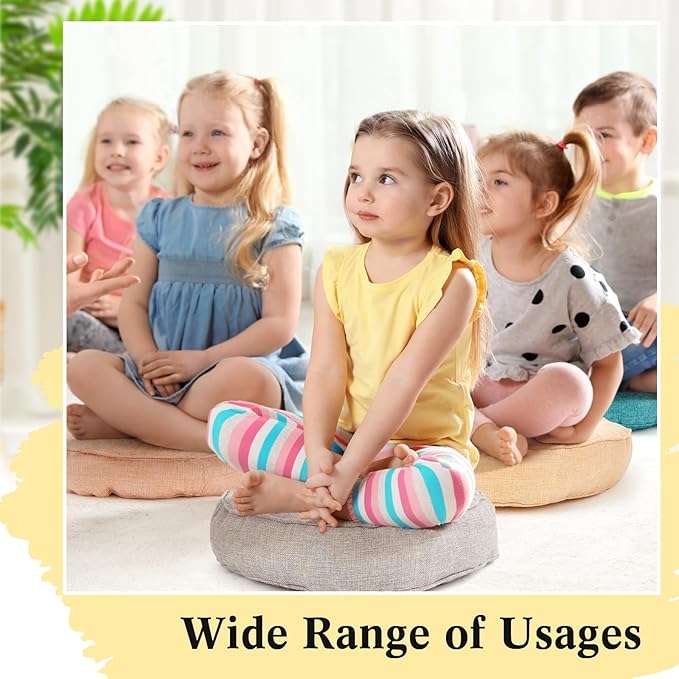 Juexica 8 Pcs Floor Cushions for Kids Floor Pillows Flexible Seating Cushions 3.5'' Thick Flexible Seating Classroom Furniture Meditation Seat Pillows for Home Nursery Yoga Decor(Morandi,Round)