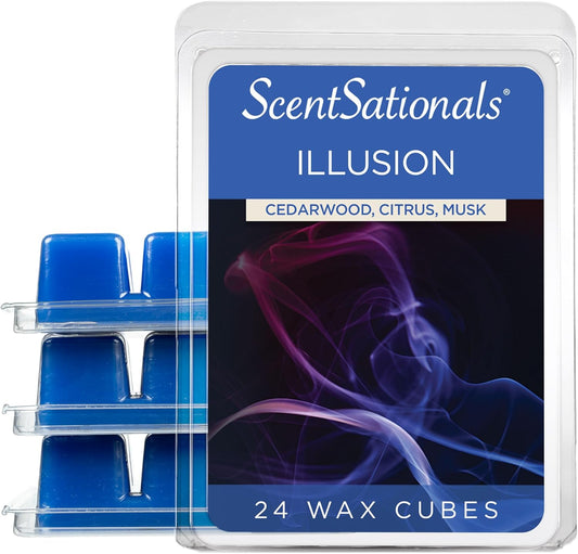 Scentsationals Wax Melts, Wax Cubes Strong Scent - Illusion - Long Lasting Scented Melts for Warmer, 10oz (24-Cubes)