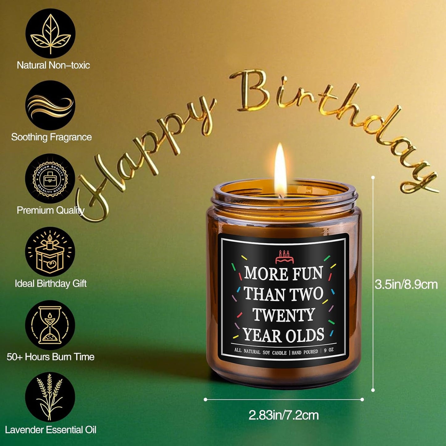 Homsolver 40th Birthday Gifts Men Women, 9OZ Lavender Scent 1985 40th Birthday Candles Gift for Him, Dad, Brother, Husband, Happy Birthday Decorations Candle with More 50 Hours Burn Time, Handmade