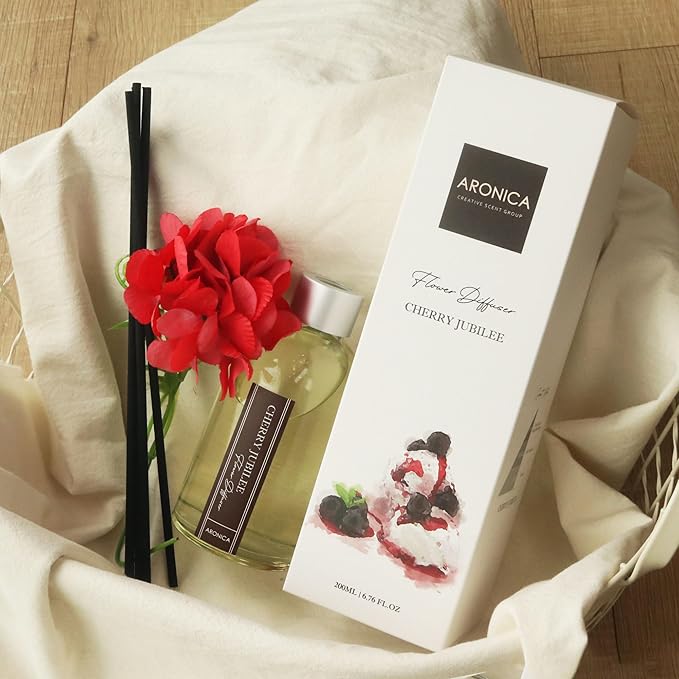 Aronica Red Bathroom Decor, Cherry House Decor Fall Nick Nacks, Apartment Accessories for Small Desk, Christmas Decor Ideas for Little Office Space, Poppy Themed Reed Diffuser