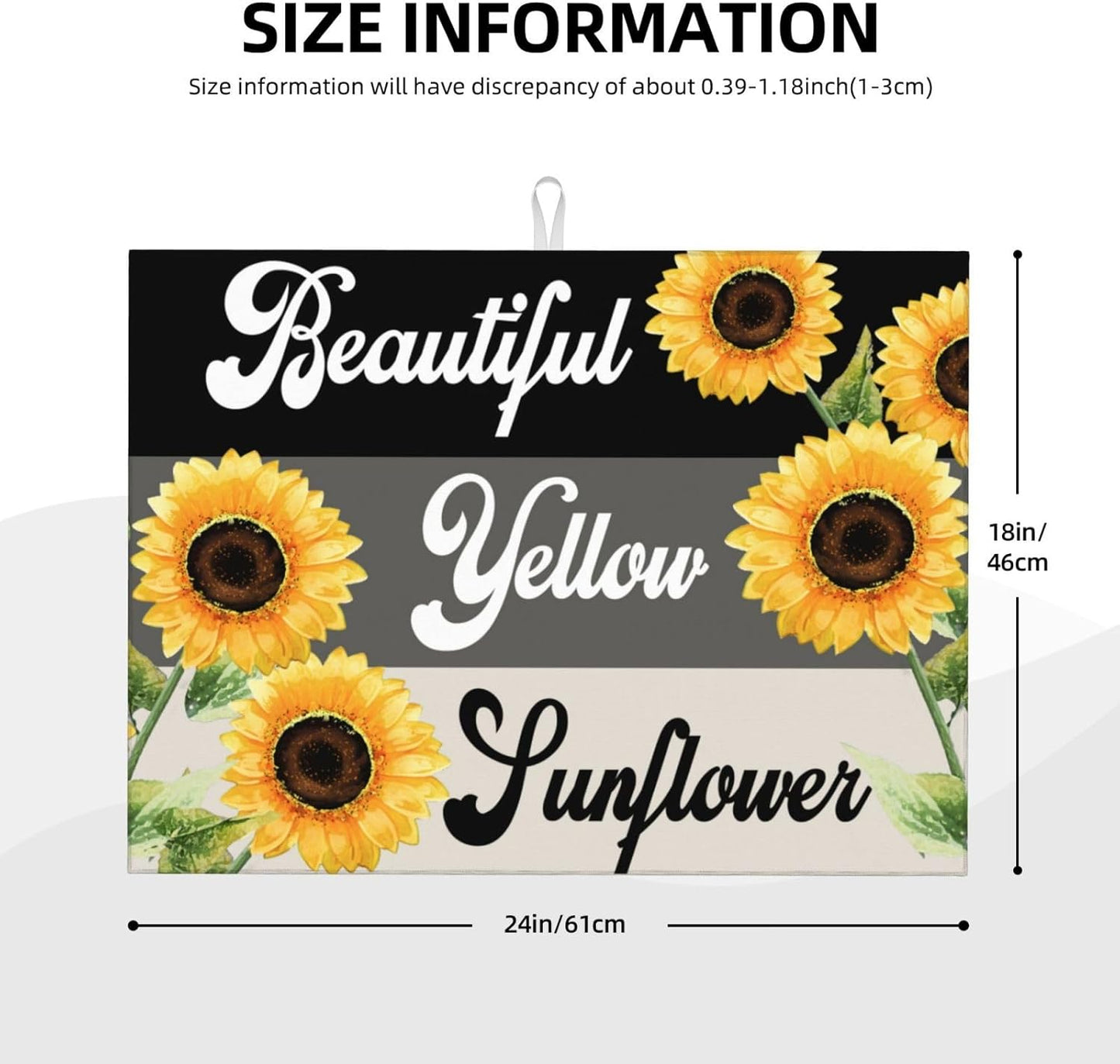 Sunflower Flower Dish Drying Mat 18x24 For Kitchen Counter Absorbent Microfiber Dishes Pad Dish Drainer Rack Mats Fast Dry Kitchen Accessories