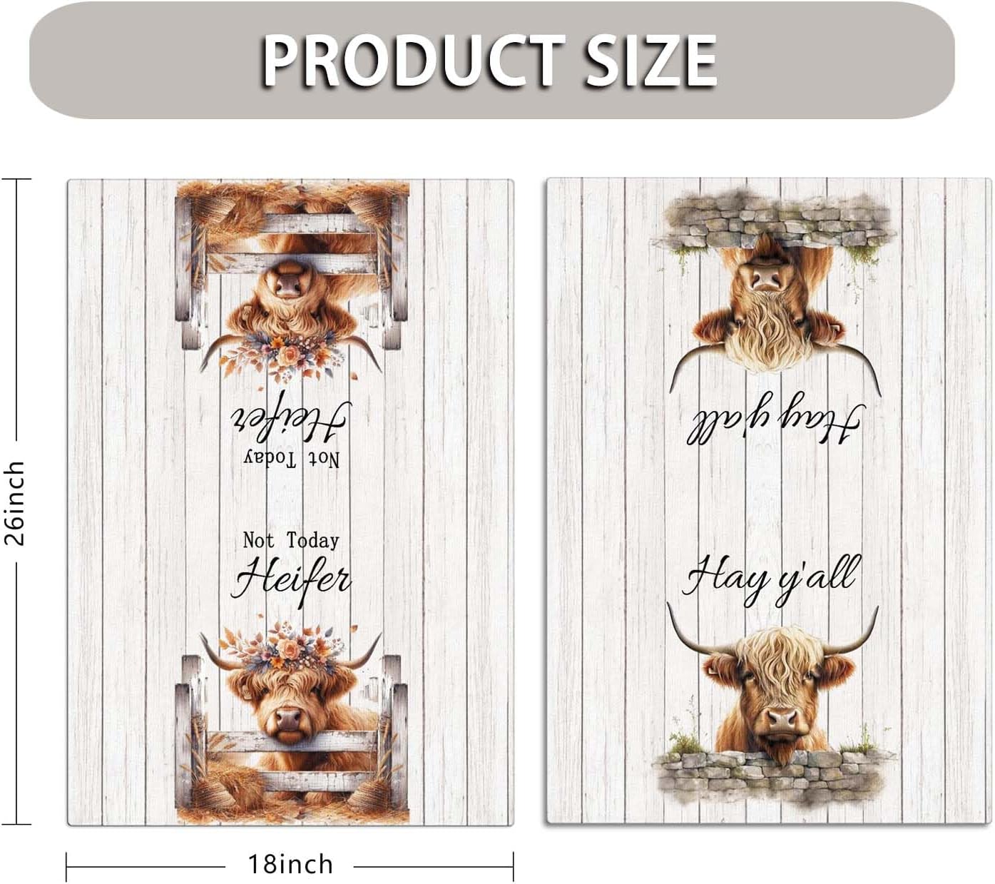 Fall Kitchen Towels Highland Cattle Kitchen Hand Towel Farmhouse Kitchen Towels Farm House Kitchen Decorations Farm Kitchen Decor 2 Pcs of 18×26 Inch