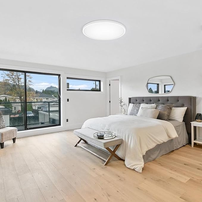 Hlite 6pack 12 inch Flush Mount LED Ceiling Light Fixture,24W 2400LM Super Slim Light Fixtures Ceiling Mount 3000K/4000K/5000K 3CCT Selectable,Light Fixtures for Kitchen,Bedroom (White)