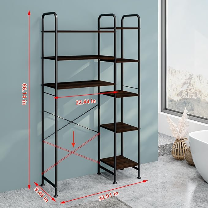 Over The Toilet Storage Bathroom Organizer Shelf Freestanding Space Saver with Toilet Multifunctional Rack (BlackOak)