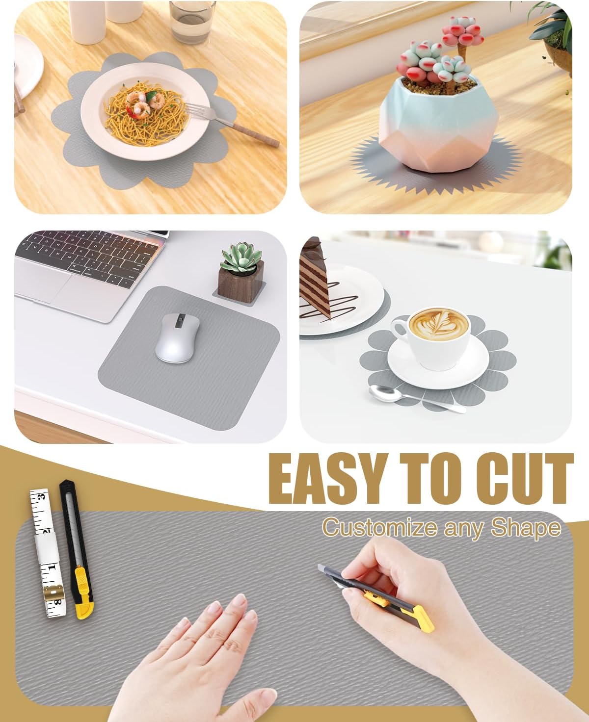 Drawer and Shelf Liner, Non-Adhesive Kitchen Cabinet Liners, Non Slip Shelf Paper Waterproof Washable Thickened for Dresser Pantry Shelve Bathroom Protector