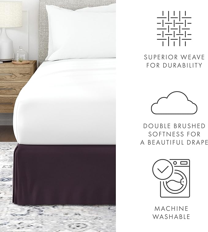 Linen Market Bed Skirt - Ultra Soft Microfiber - Easy Fit with 14 Inch Tailored Drop - Hotel Quality, Shrinkage & Fade Resistant - Bed Cover - Cal King Bed Skirt - Bedroom Décor - (Cal King, Purple)