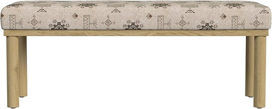 HomePop Oslo Decorative Bench -Cream Contemporary Global Pattern