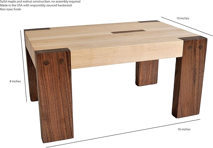 Jonathan Alden Step Stool, Solid Walnut and Maple