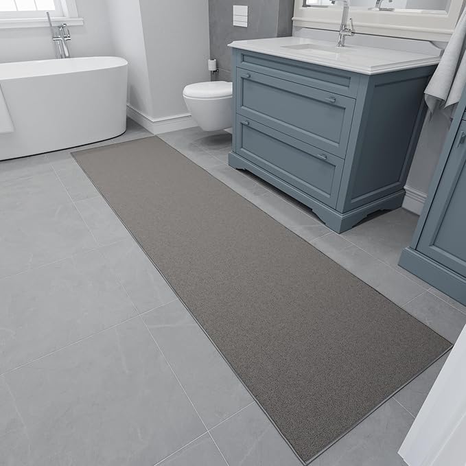 Ottomanson Hallway Runner Rug 2'7" x 9'10" Non Slip Solid Area Rugs Easy to Clean Laundry Rug Runner Durable & Pet Friendly Floor Carpet Runners for Hallways Entryway Living Room Kitchen, Gray