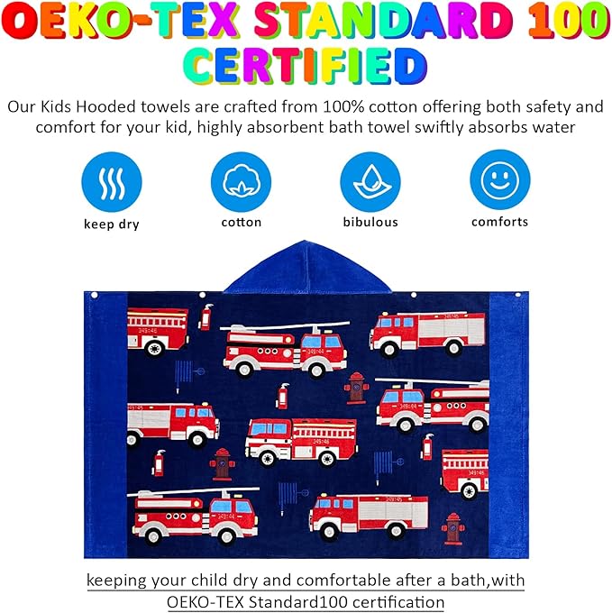 Kids Bath Towels, Kids Towel Girls Boys Hooded Beach,Bathroom,Pool Swim Towels 30 × 50 INCH Large Size Ultra Absorbent Cute Cartoon Animal Full Vitality 100% Cotton Wearable Wrap for Child