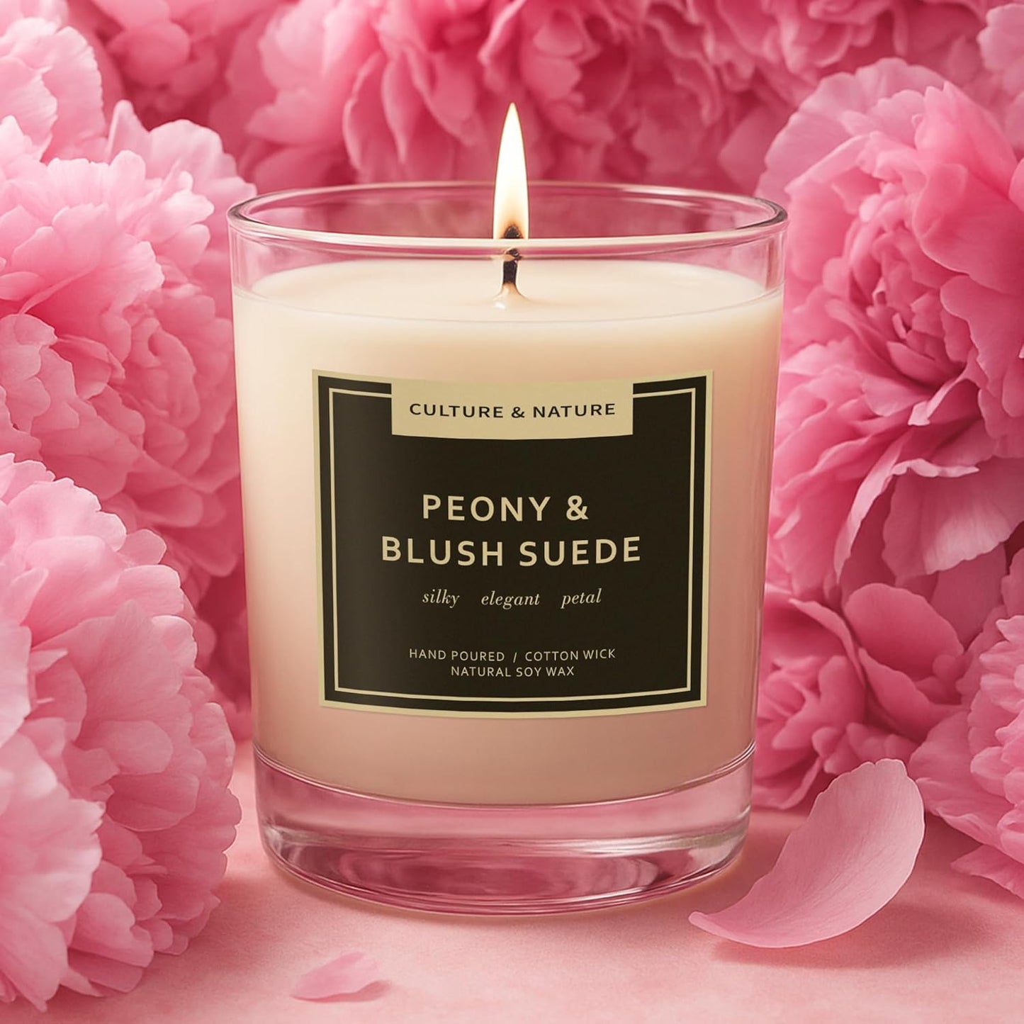 CULTURE & NATURE Natural Soy Wax Candle 7oz (Peony & Blush Suede)