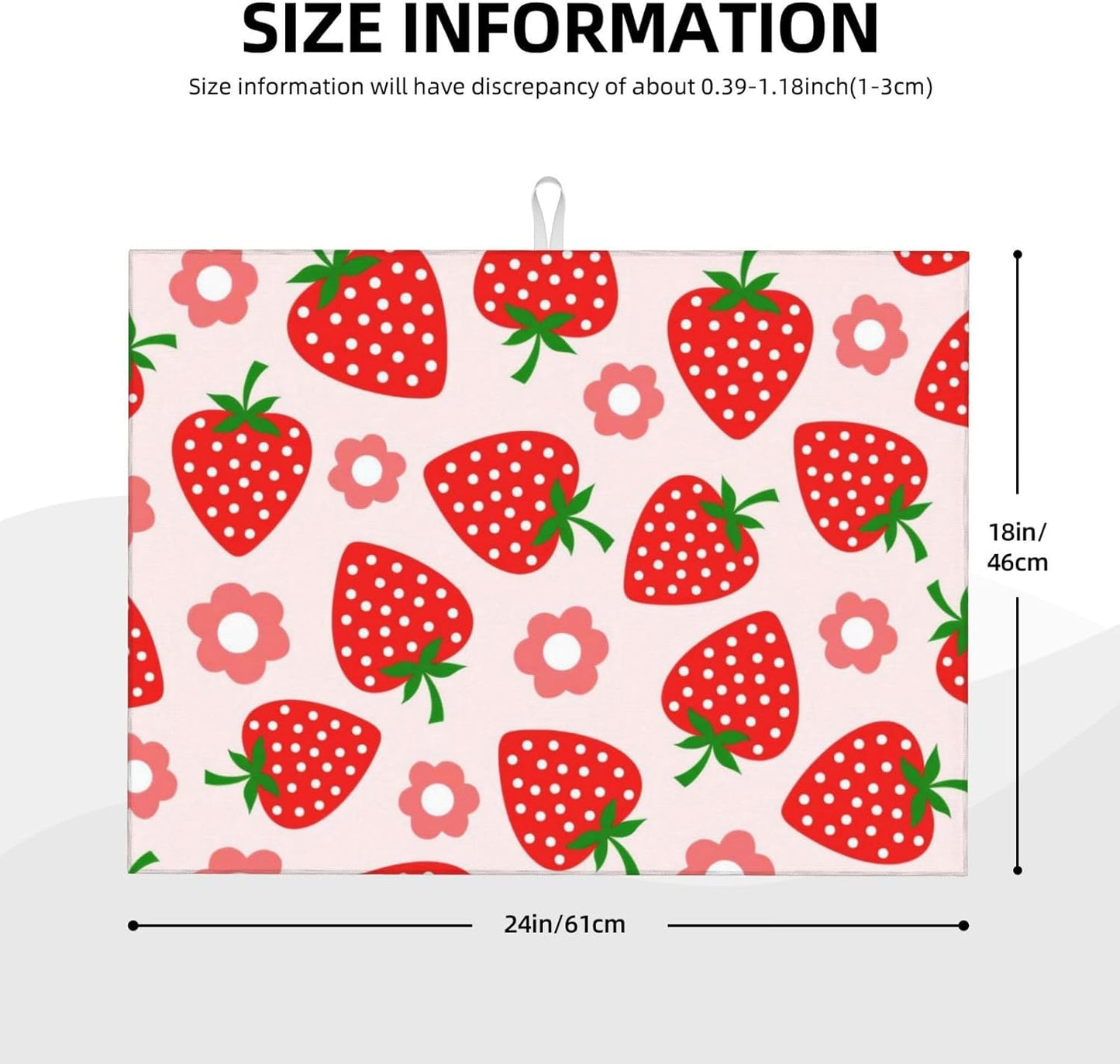Pink Strawberry Dish Drying Mat 18x24 For Kitchen Counter Absorbent Microfiber Dishes Pad Dish Drainer Rack Mats Fast Dry Kitchen Accessories