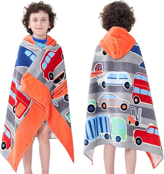 Kids Bath Towels, Kids Towel Girls Boys Hooded Beach,Bathroom,Pool Swim Towels 30 × 50 INCH Large Size Ultra Absorbent Cute Cartoon Animal Full Vitality 100% Cotton Wearable Wrap for Child