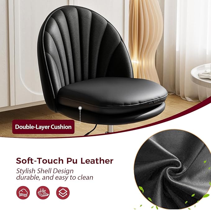 GTRACING Small Ergonomic Tall Office Chair, Computer Desk Chair with Wheels Versatile Height Use: Office to Bar Stools (or Standing Desk), Vanity Chair with Back PU Leather Shell Design for Gift