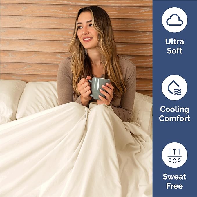 Split King Size 5 Piece Sheet Set - Comfy Breathable & Cooling Bed Sheets Set - Hotel Luxury Bedding for Women, Men, Kids, Teens, Boys & Girls - Deep Pockets, Soft, Wrinkle Free - Oeko-Tex - Off White