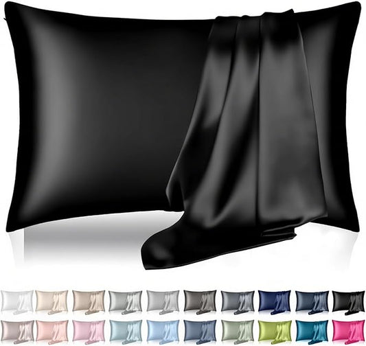 Mulberry Silk Pillow Cases Queen Size, Silk Pillowcase for Hair and Skin, Both Sides Natural Silk Satin Pillowcase for Sleeping Women with Zipper, Gifts for Women Men, Black