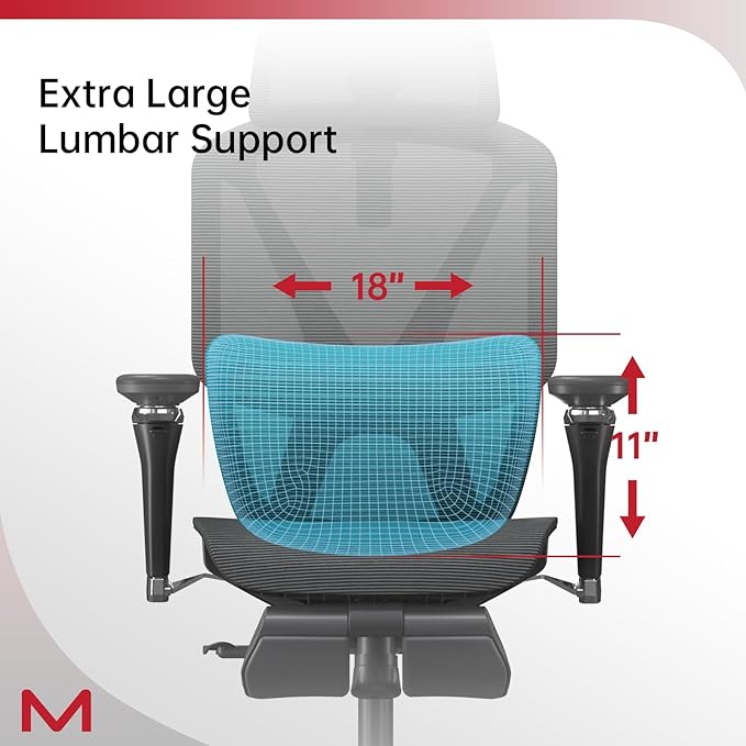 Ergonomic Office Chair, Home Office Desk Chair with Footrest,Mesh Office Chairs with Armrest,Ergonomic Chair with Big Lumbar Support