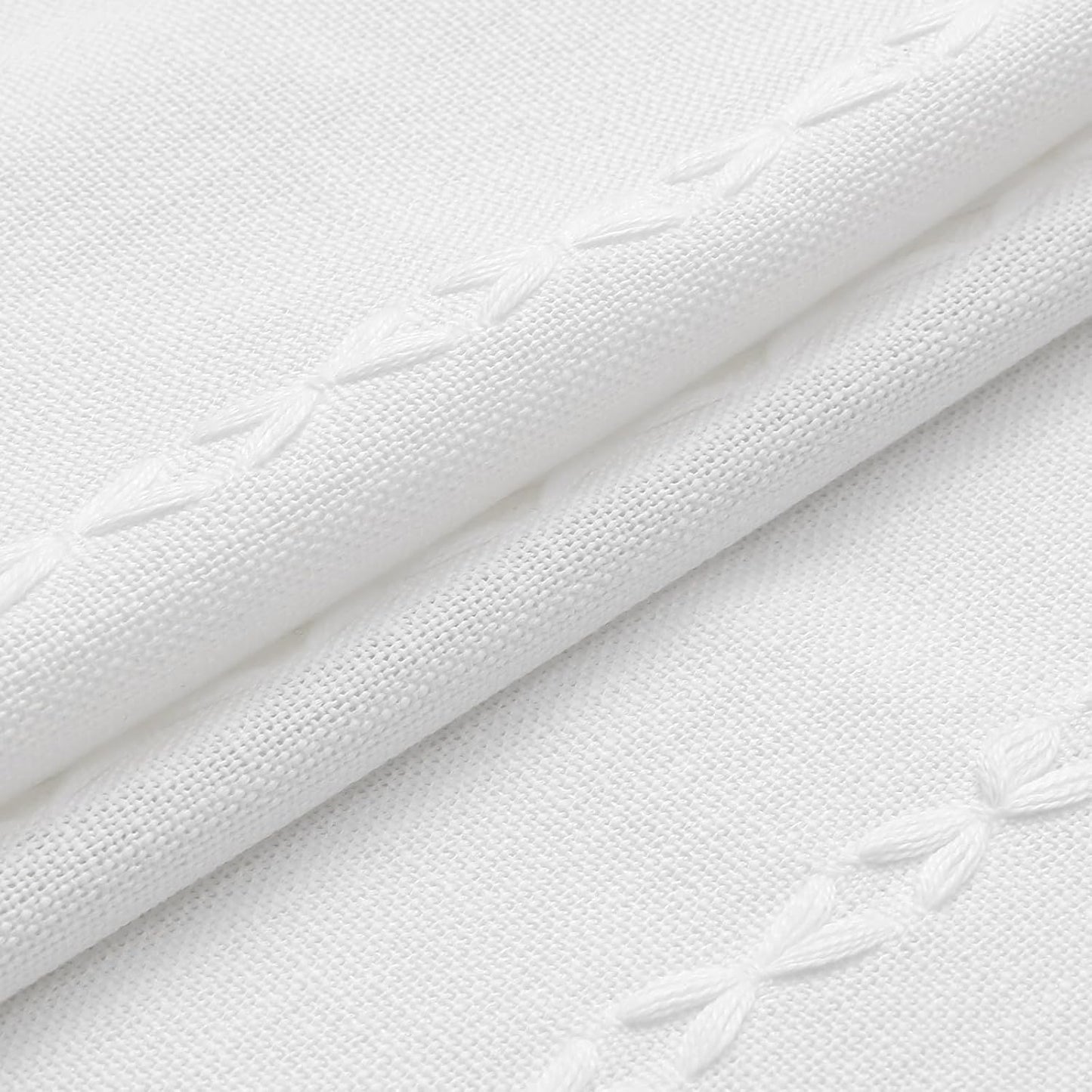 MitoVilla White Boho Farmhouse Small Stall Shower Curtain Set 36 x 72, Half Size Narrow Polyester Linen Fabric Shower Curtains for Farmhouse Bathroom Decor, White